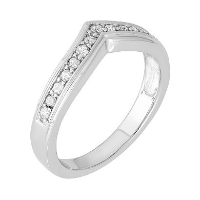 1/4 Carat T.W. Diamond Sterling Silver V Ring