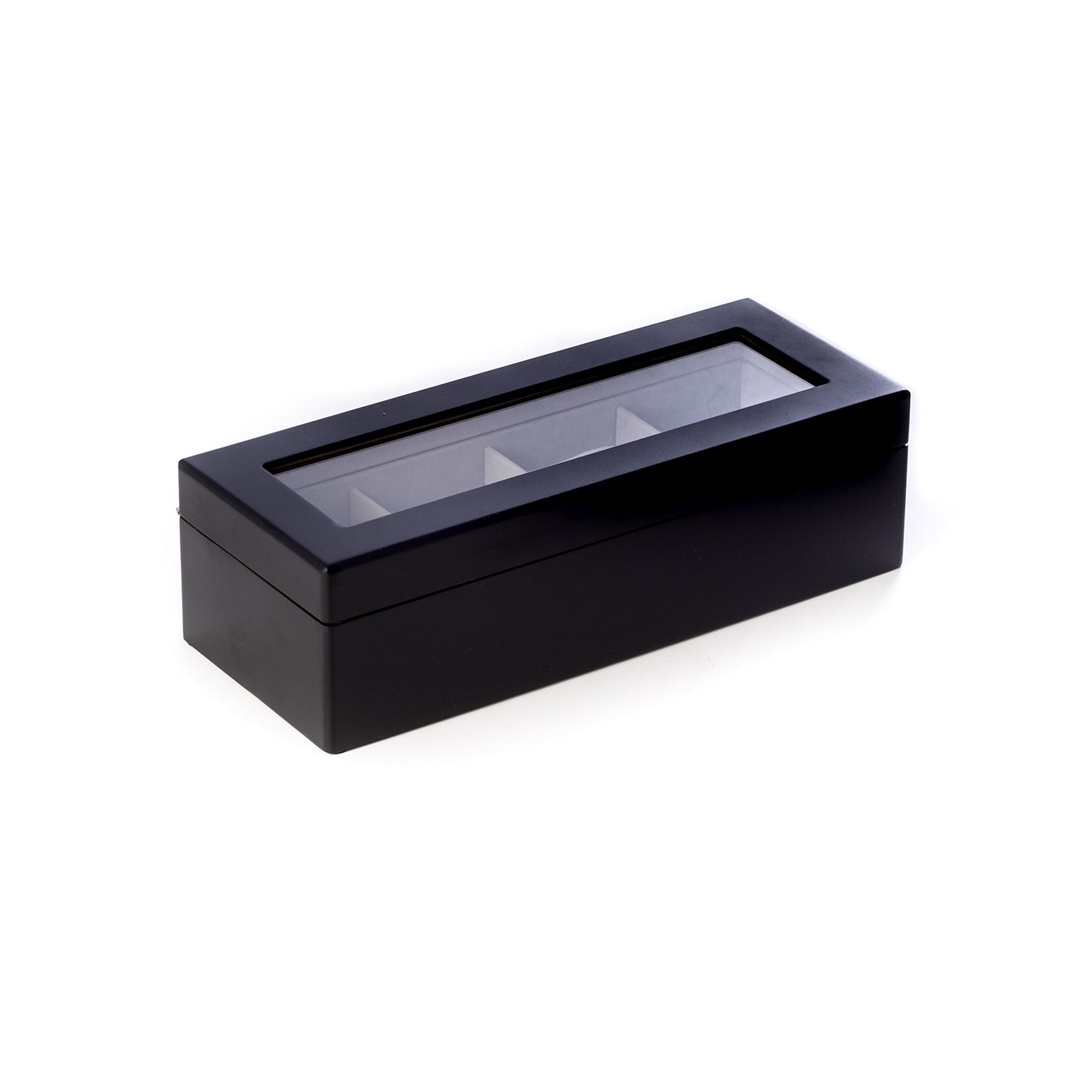 Bey-Berk Wood 4-Slot Watch Box - Men, Black