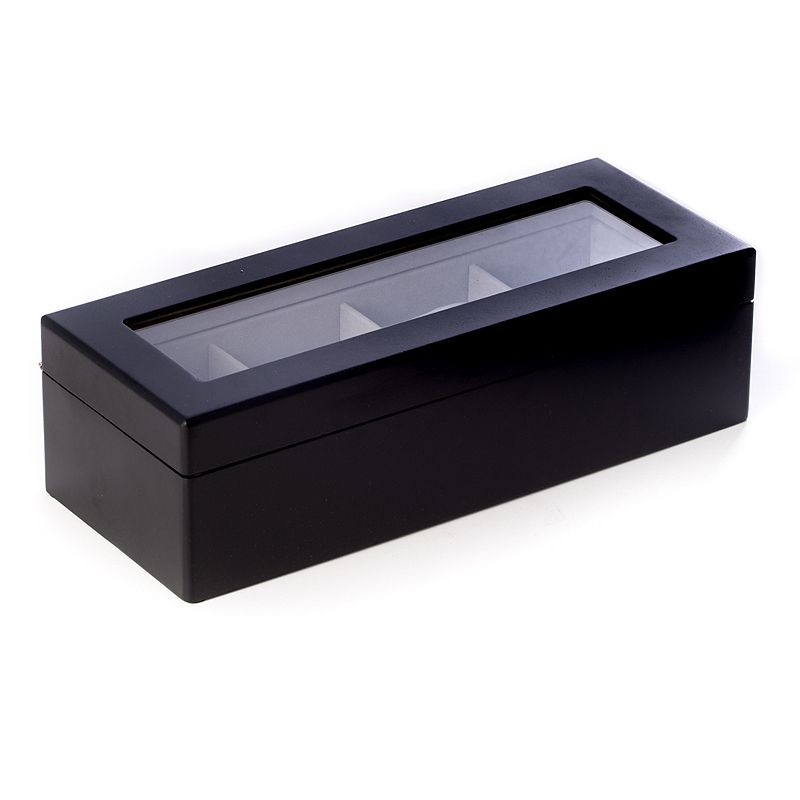 Bey-Berk Wood 4-Slot Watch Box - Men, Black