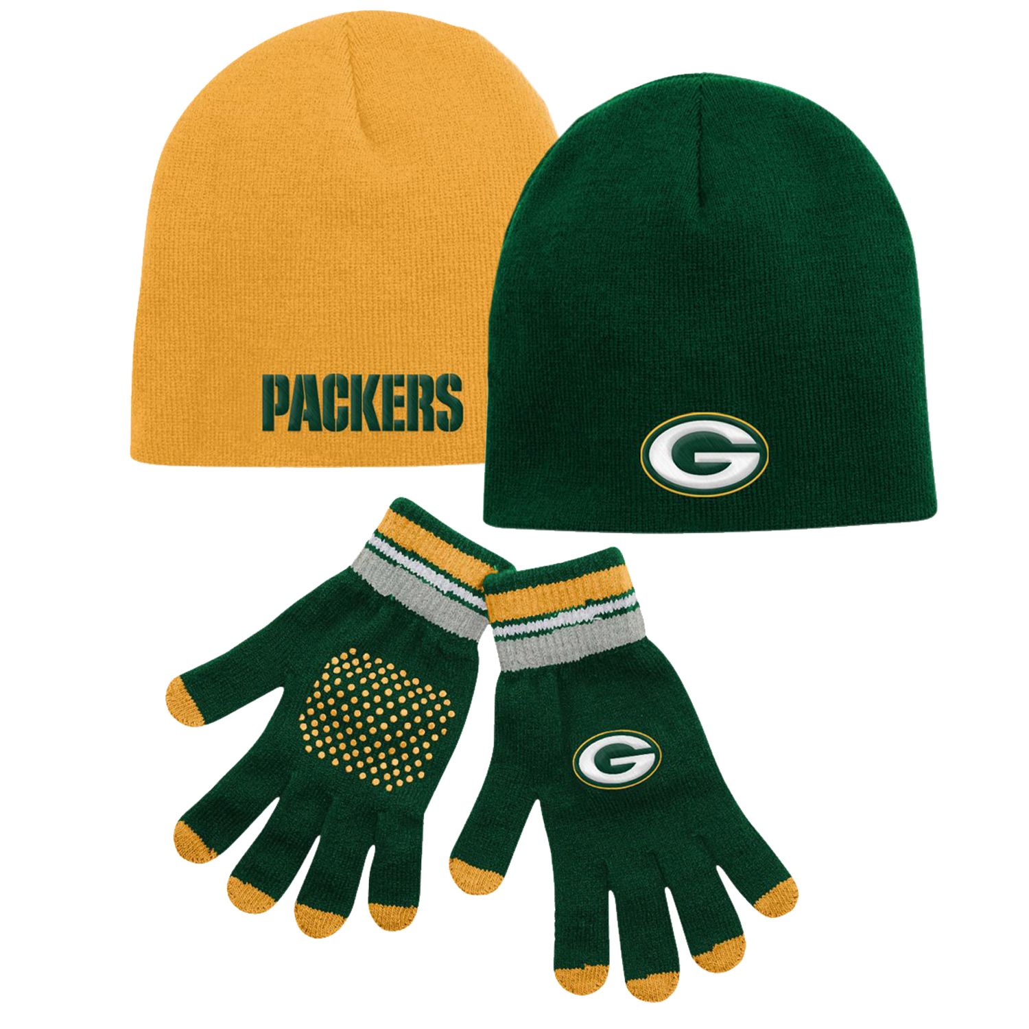 green bay packers hat and gloves