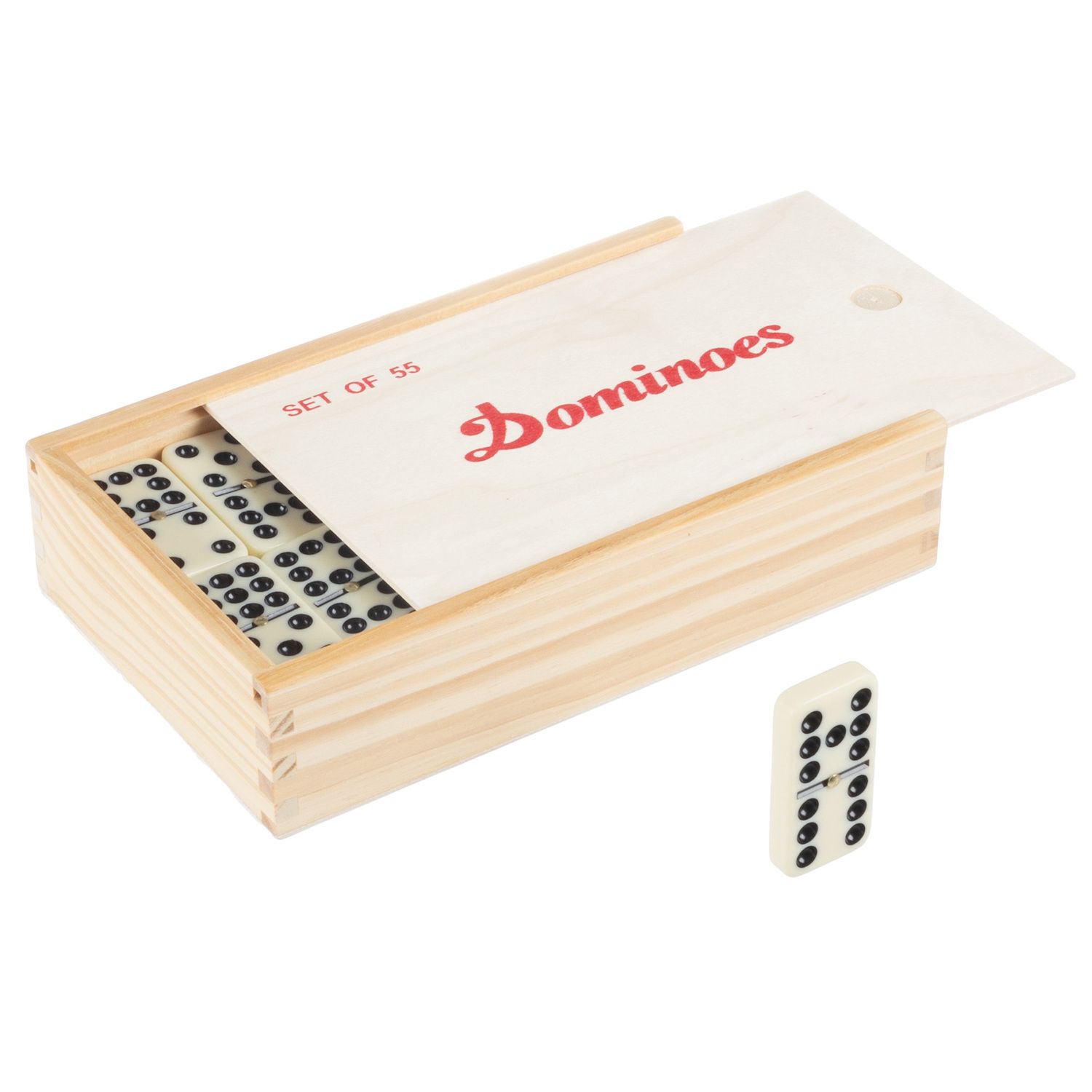 Bene Casa 55-pc Handcrafted Professional Double-9 Domino in Wooden Sto