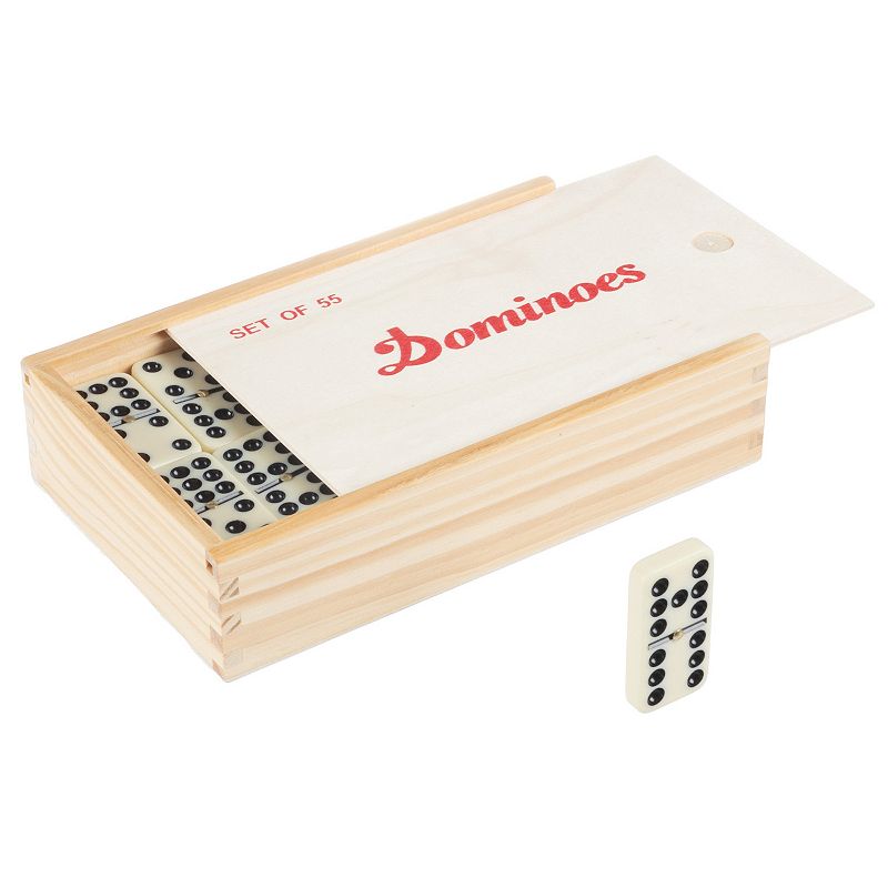 Premium Double-Nine Dominoes Set, White