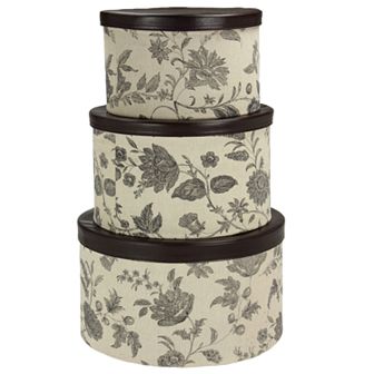 Household Essentials Floral 3 pc Hat Storage Box Set
