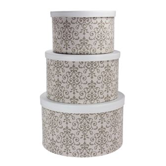 Household Essentials Scroll 3 pc Hat Storage Box Set