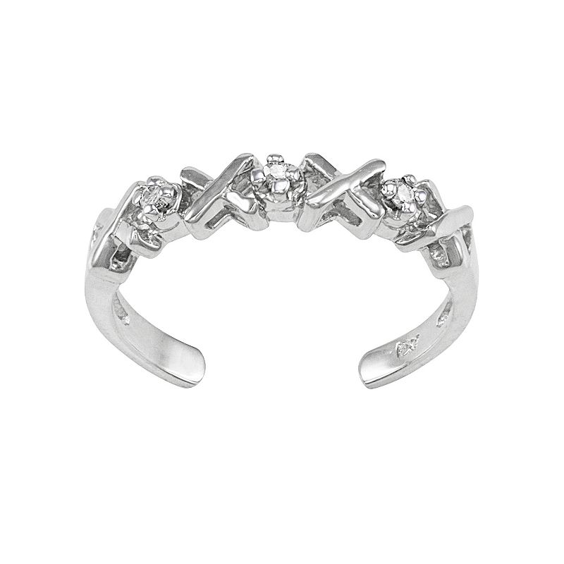 Diamond Accent 10k Gold XO Toe Ring, Womens, White