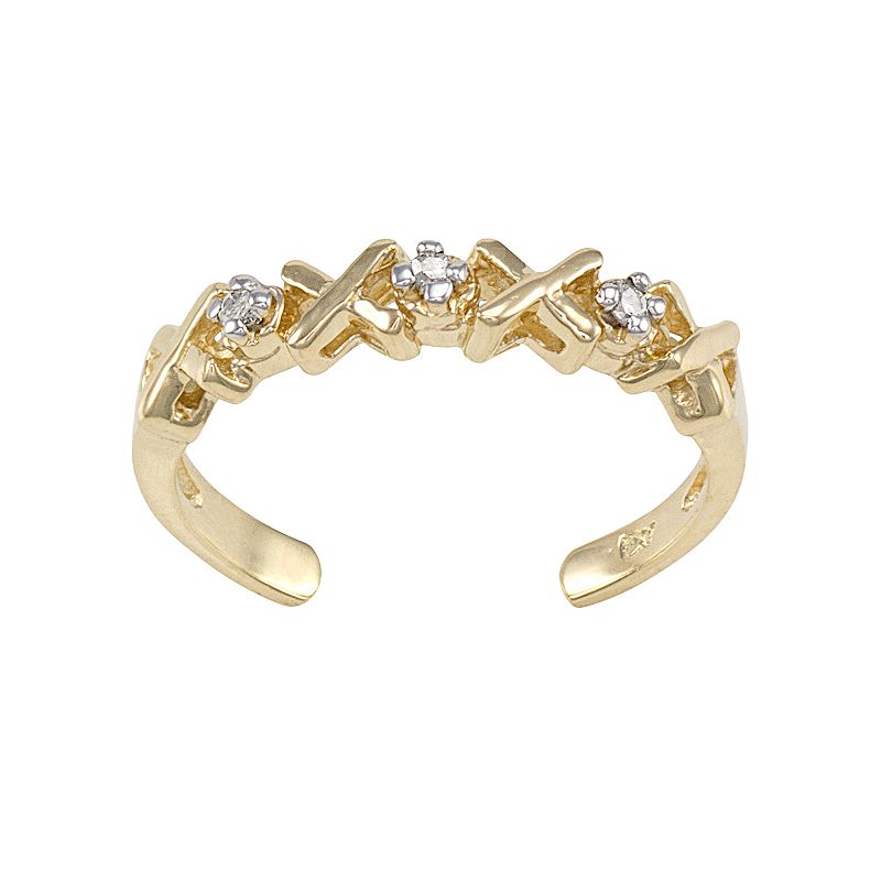 Diamond Accent 10k Gold XO Toe Ring, Womens, White