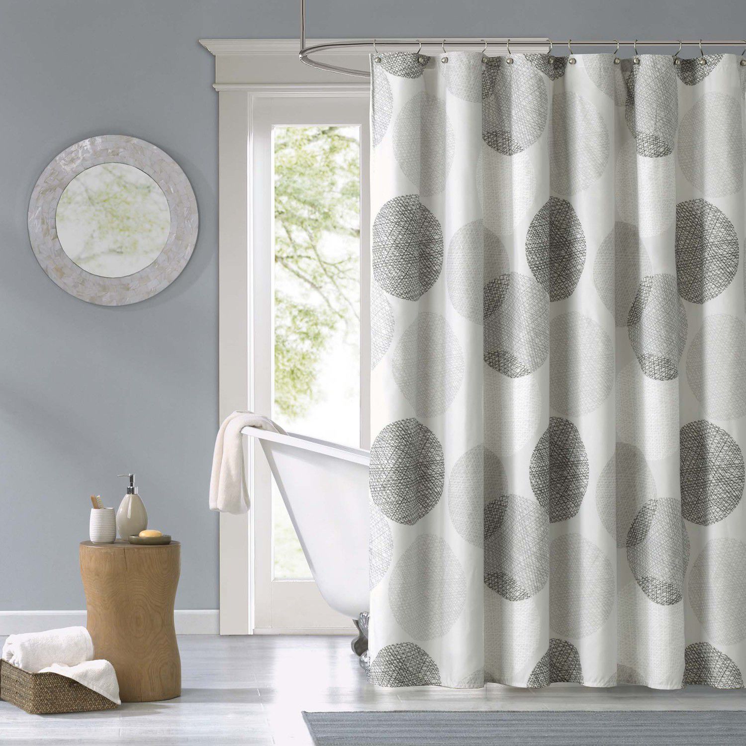 Madison Park Essentials Glendale Fabric Shower Curtain   2013054