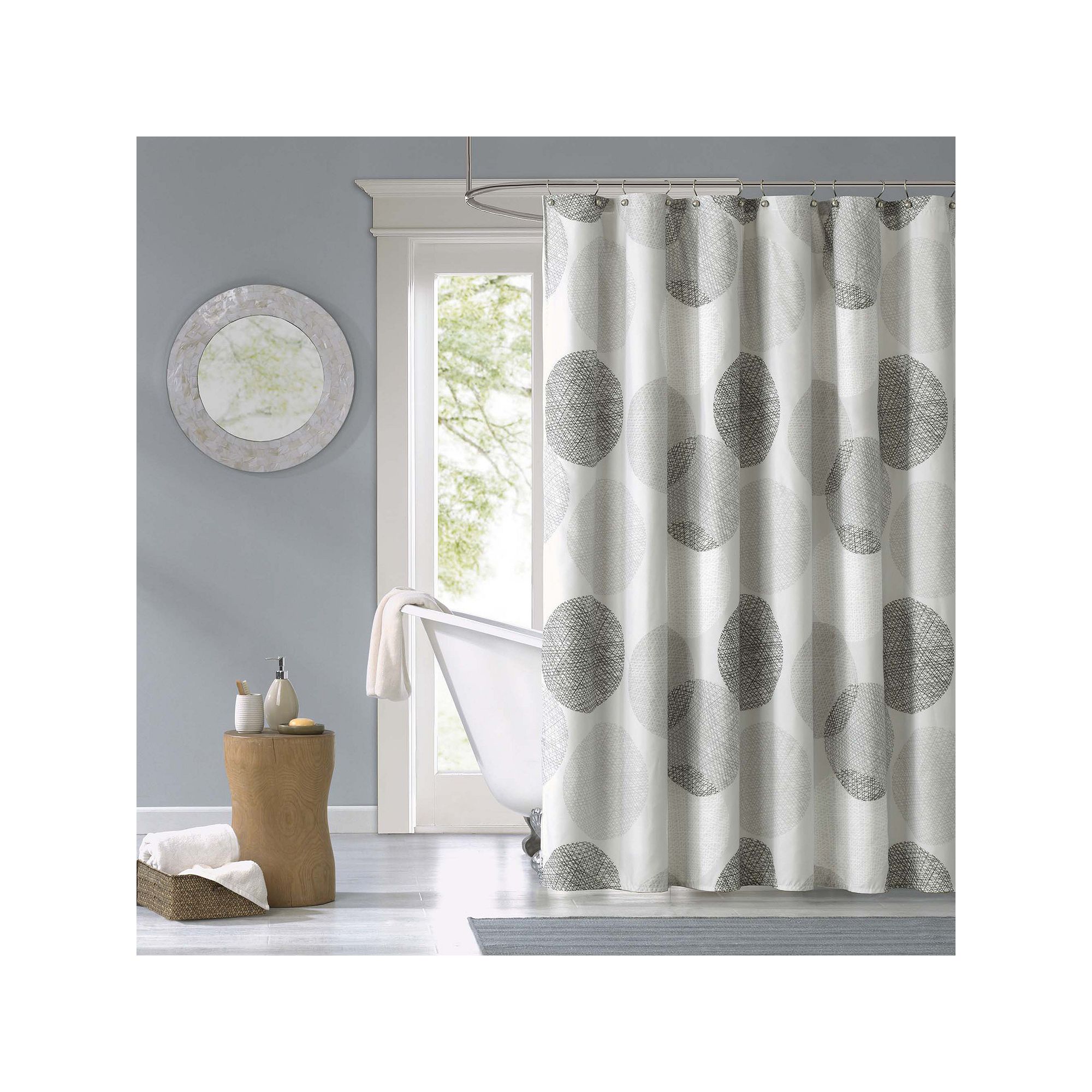 Madison Park Essentials Glendale Fabric Shower Curtain, Size: 72X72, Gray