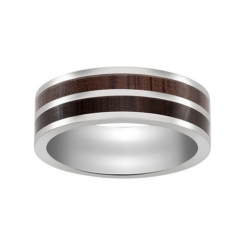 Titanium & Wood Wedding Band Men