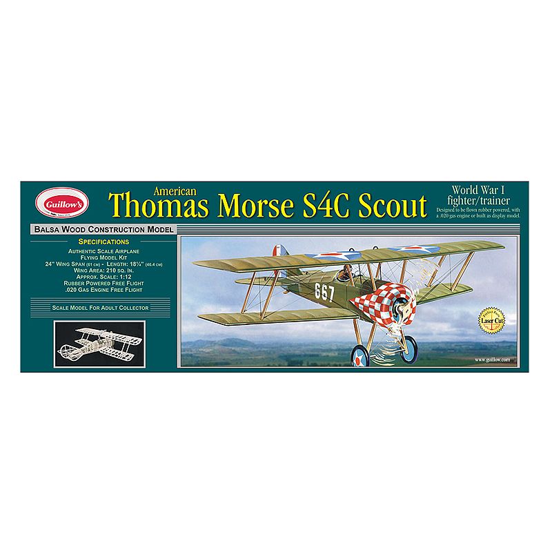 Guillows Thomas Morse Scout Laser Cut Model Airplane Kit, Multicolor