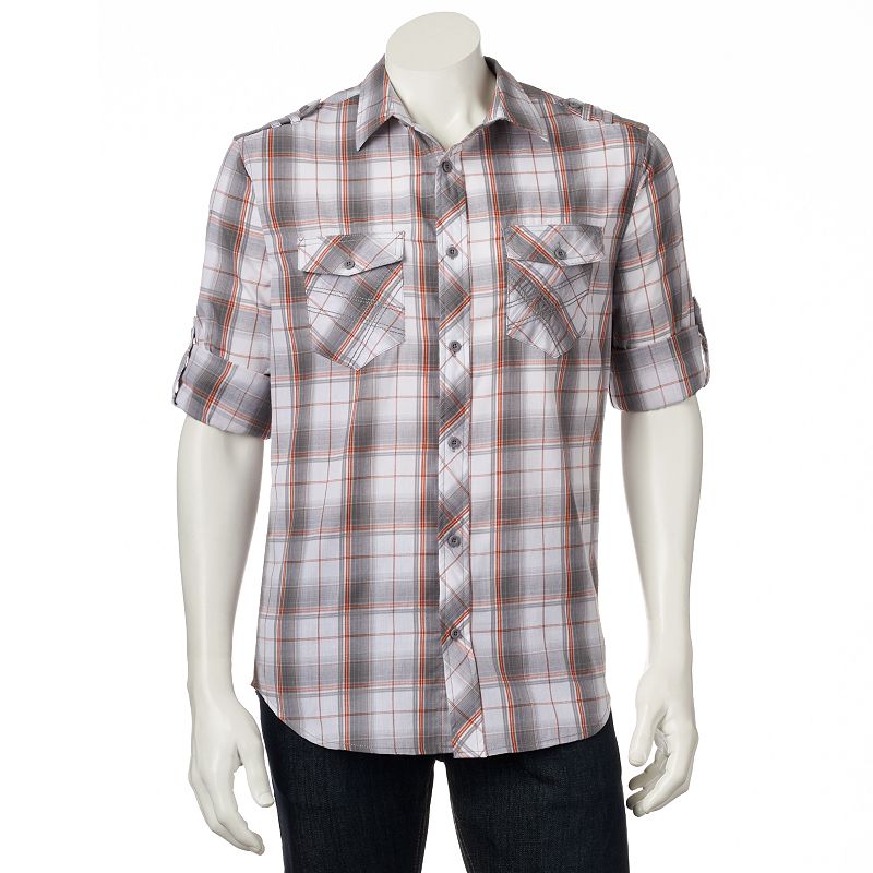 Helix™ Military Plaid Woven Button-Down Shirt - Men