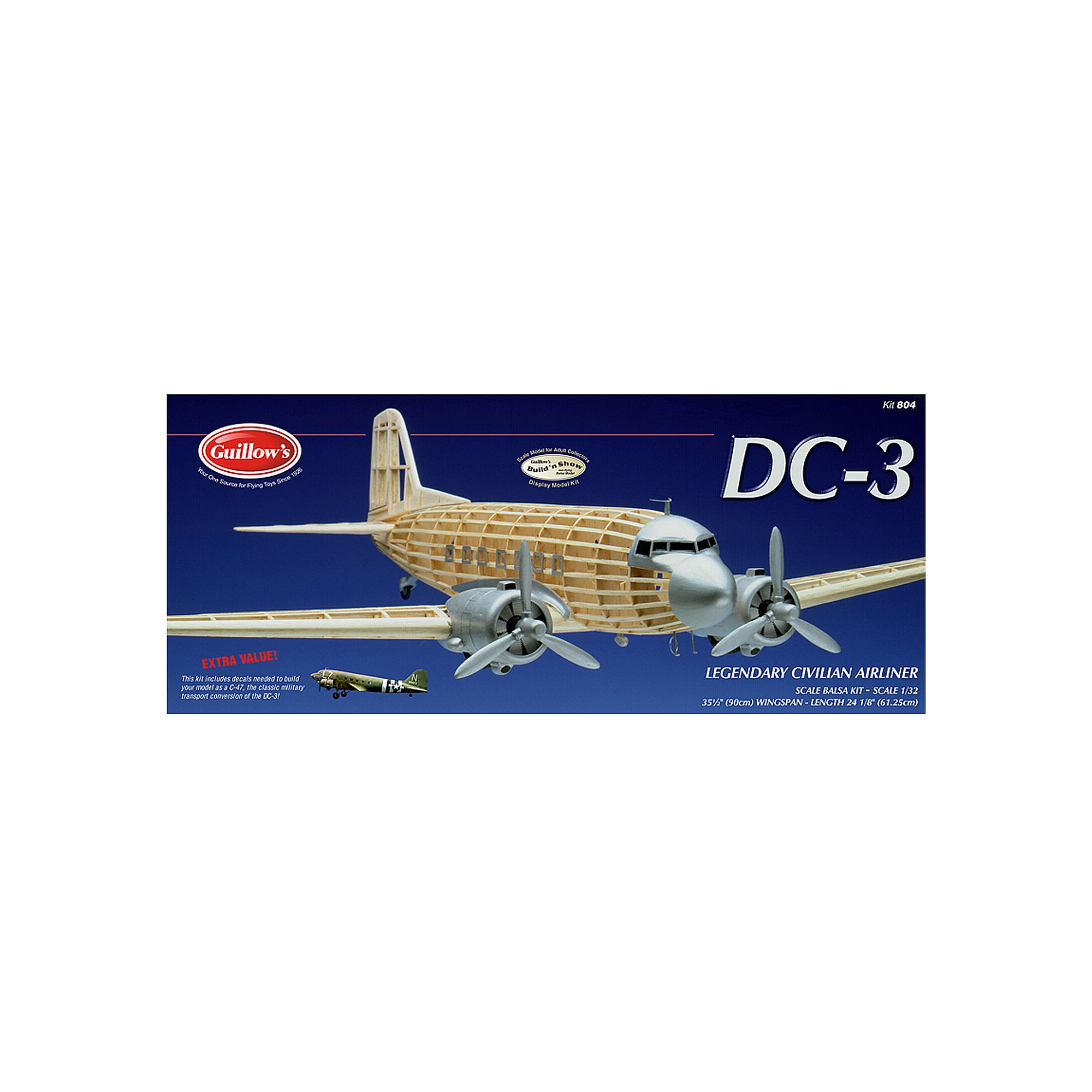 Guillows 1:32 Douglas DC-3 Model Kit, Multicolor