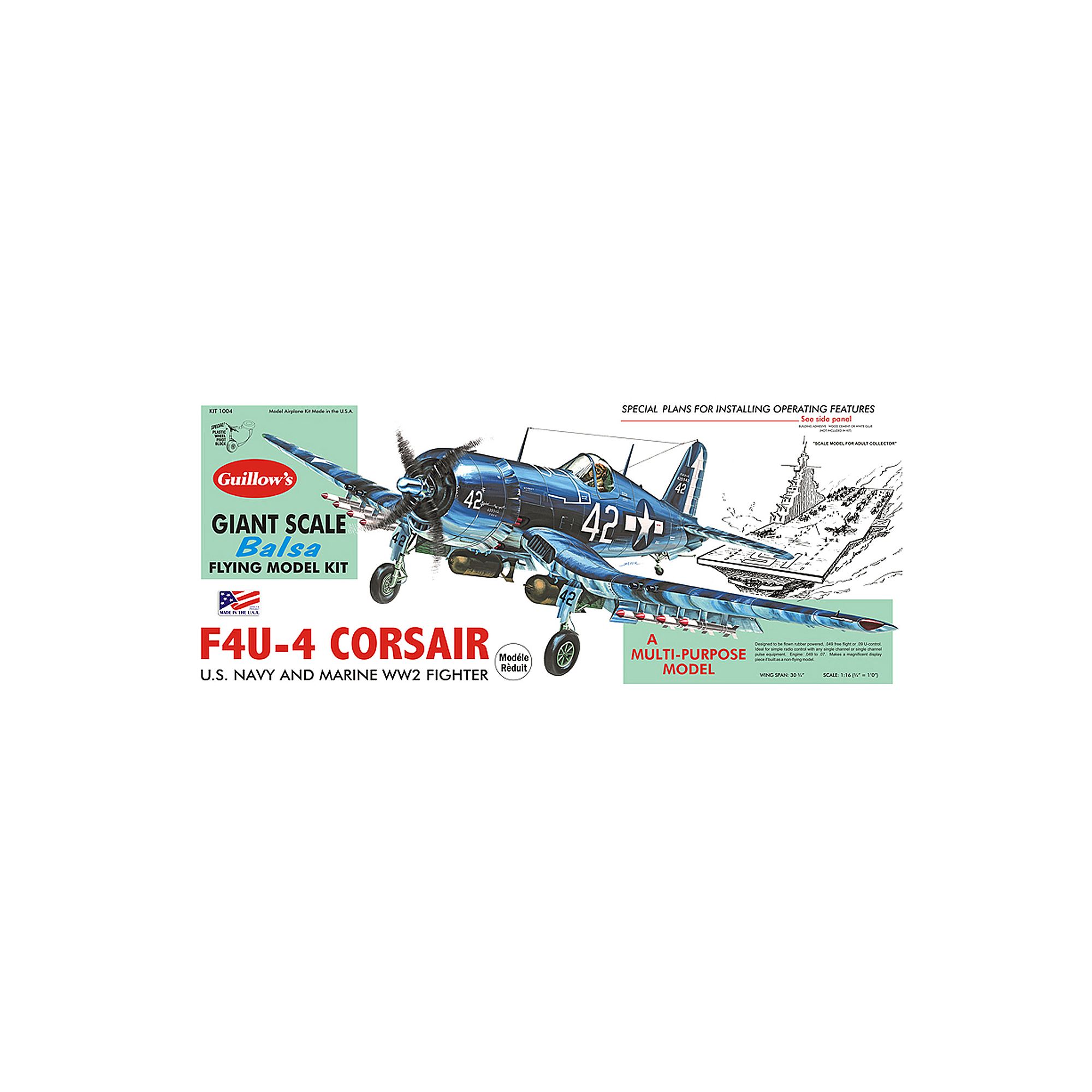 Guillows 1:16 Vought F4U-4 Corsair Model Kit, Multicolor