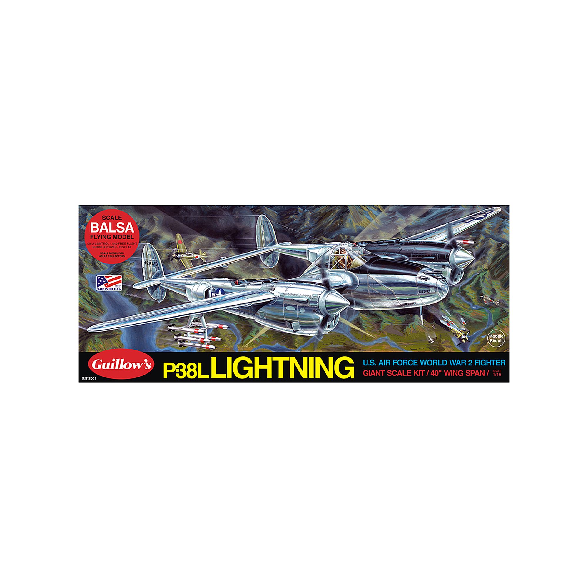 Guillows Lockheed P-38 Lightning Model Airplane Kit, Multicolor