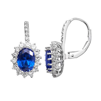 Sophie Miller Sterling Silver Simulated Sapphire Cubic Zirconia