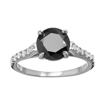 Sophie Miller Black & White Cubic Zirconia Sterling Silver Ring