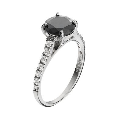 Sophie Miller Black and White Cubic Zirconia Sterling Silver Ring
