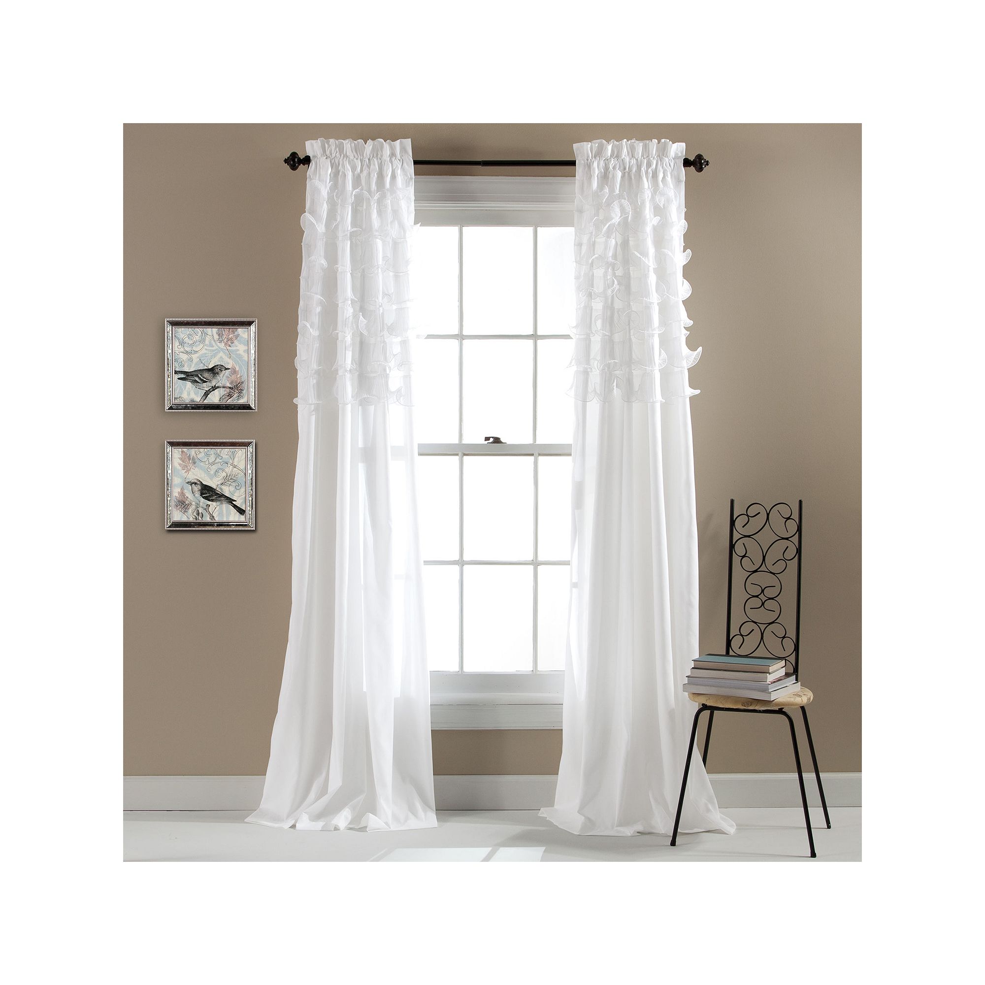 Lush Decor Avery Sheer Window Curtain Pair, White