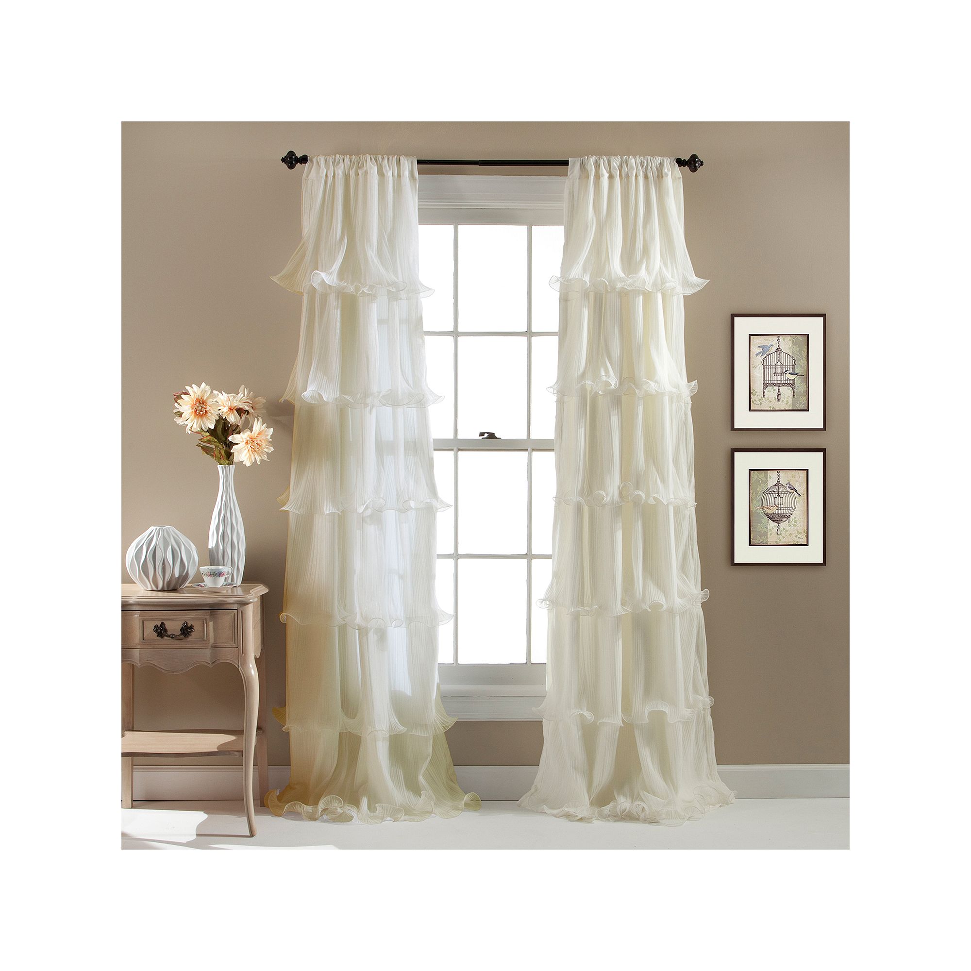Lush Decor 1-Panel Nerina Sheer Window Curtain - 54 x 84, Ivory