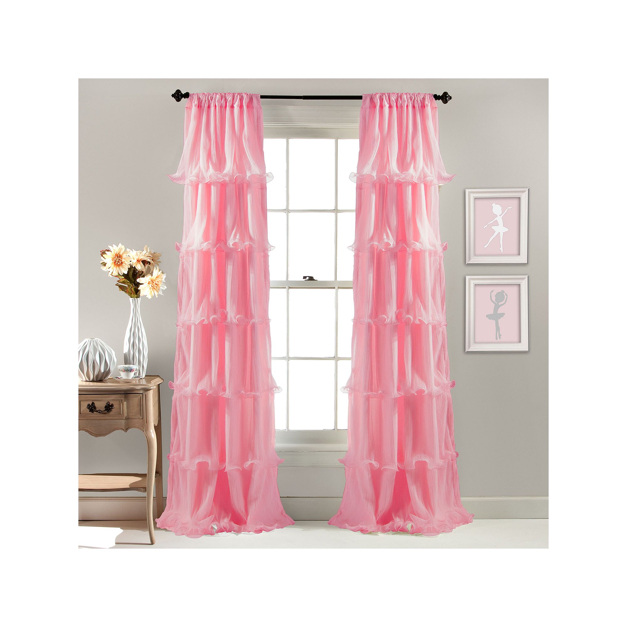 Lush Decor 1-Panel Nerina Sheer Window Curtain - 54 x 84, Pink