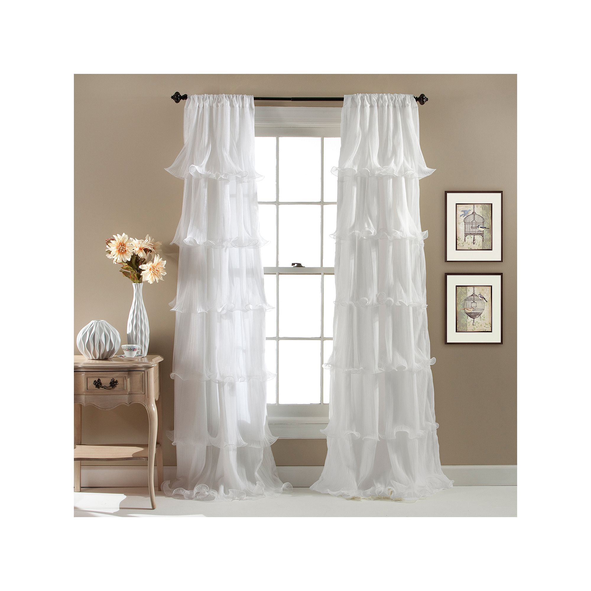 Lush Decor 1-Panel Nerina Sheer Window Curtain - 54 x 84, White
