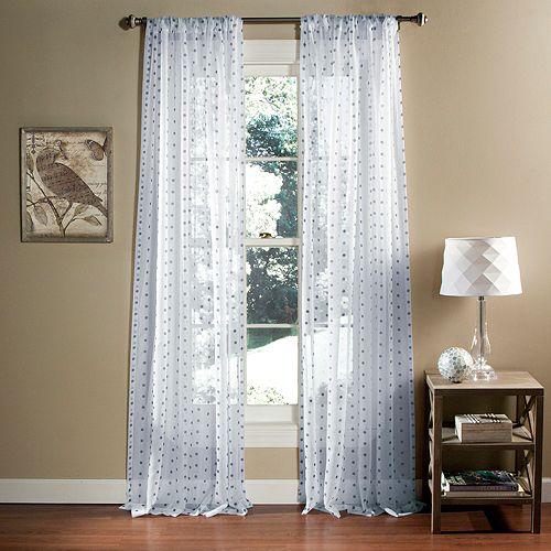 Lush Decor Polka Dot Sheer Window Curtain Pair 52 X 84