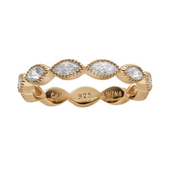Sophie Miller Cubic Zirconia 14k Gold Over Silver Scalloped Ring