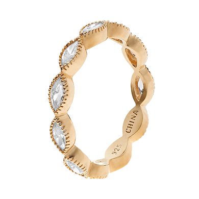 Sophie Miller Cubic Zirconia 14k Gold Over Silver Scalloped Ring