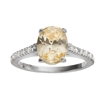 Sophie Miller Canary & White Cubic Zirconia Sterling Silver Ring