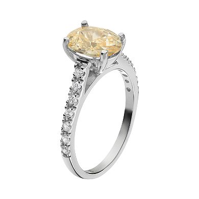 Sophie Miller Canary and White Cubic Zirconia Sterling Silver Ring 