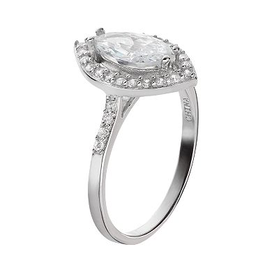 Sophie Miller Sterling Silver Cubic Zirconia Halo Ring