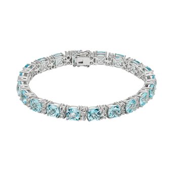 The Regal Collection Blue & White Topaz Sterling Silver Tennis Bracelet