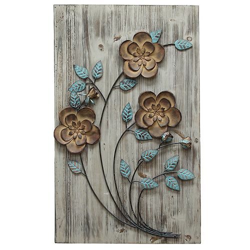 Stratton Home Decor  Rustic Floral Panel I Wall  Decor 