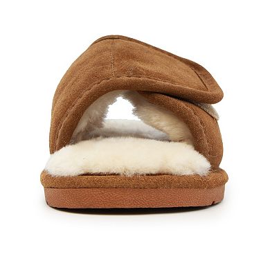 LAMO Women's Suede Peep-Toe Wrap Slippers