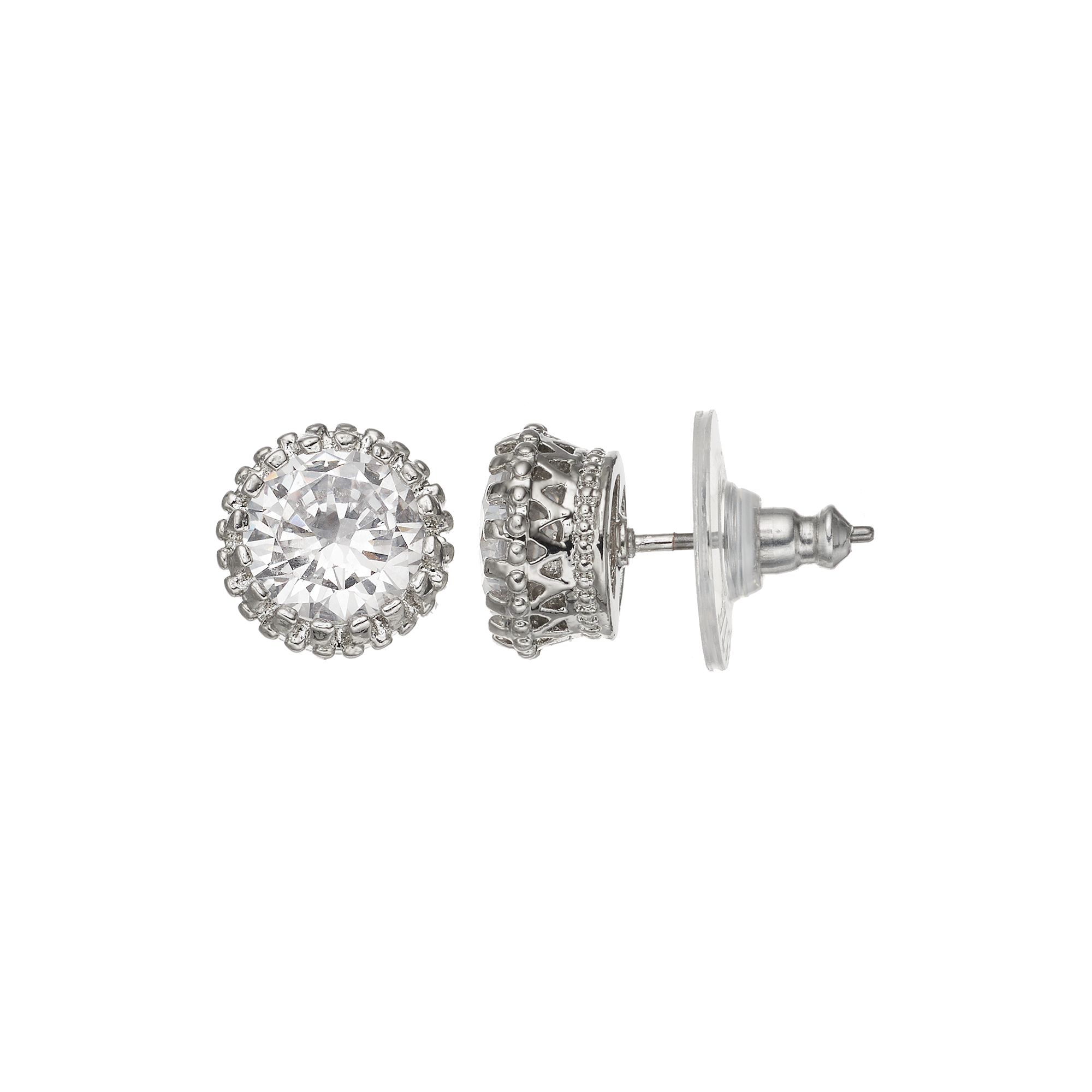 Vieste Simulated Crystal Crown Stud Earrings, Womens, Clear