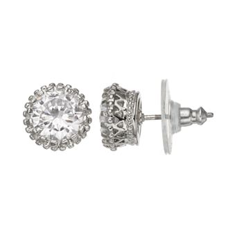 Vieste Simulated Crystal Crown Stud Earrings