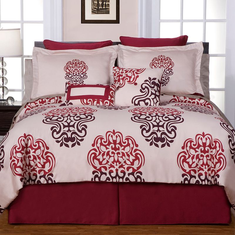 Pointehaven Cherry Blossom 8-pc. Comforter Set, Red, Full