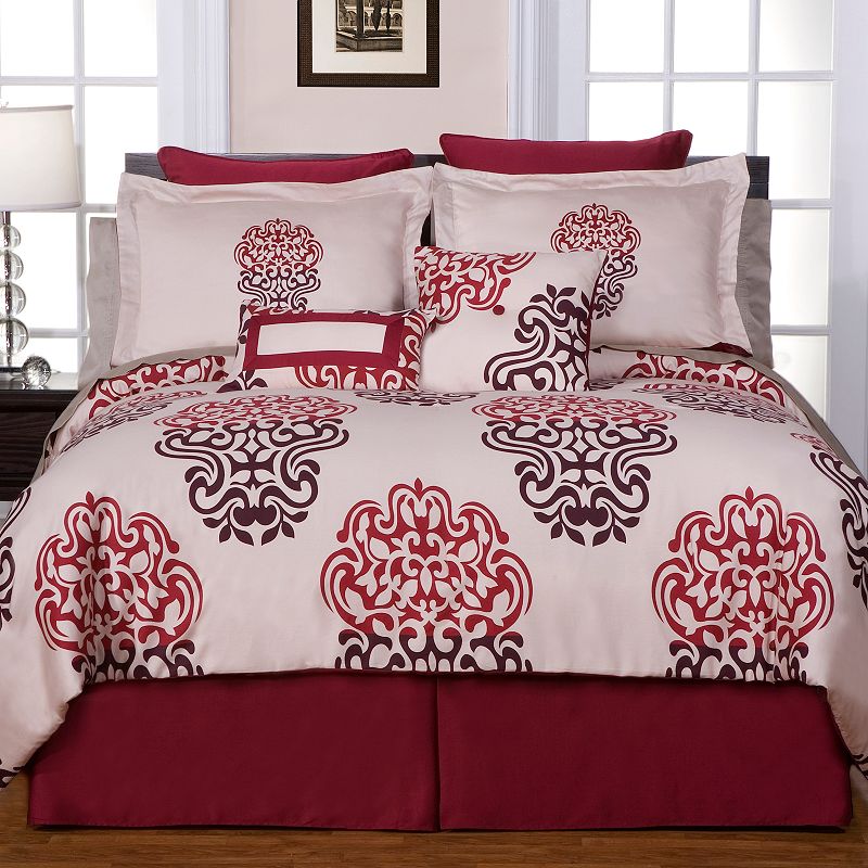 Pointehaven Cherry Blossom Duvet Cover Set, Red, Twin