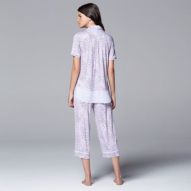 Women's Simply Vera Vera Wang Pajamas: Floral Impressions Sleep Tee & Capris Pajama Set