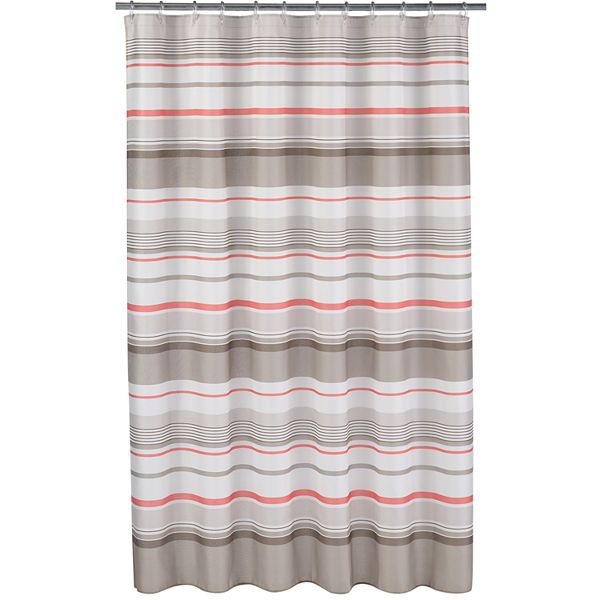 Coral and grey clearance shower curtain