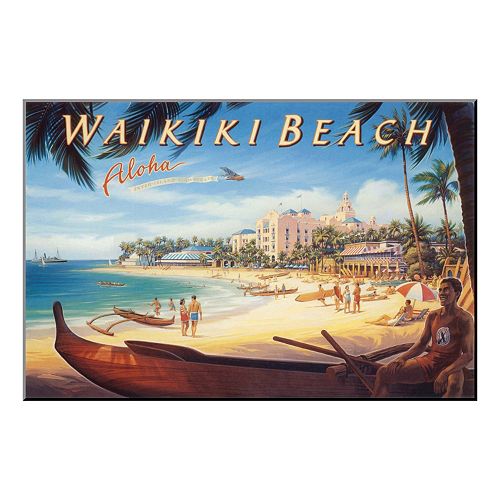 Art.com ''Waikiki Beach'' Wood Wall Art
