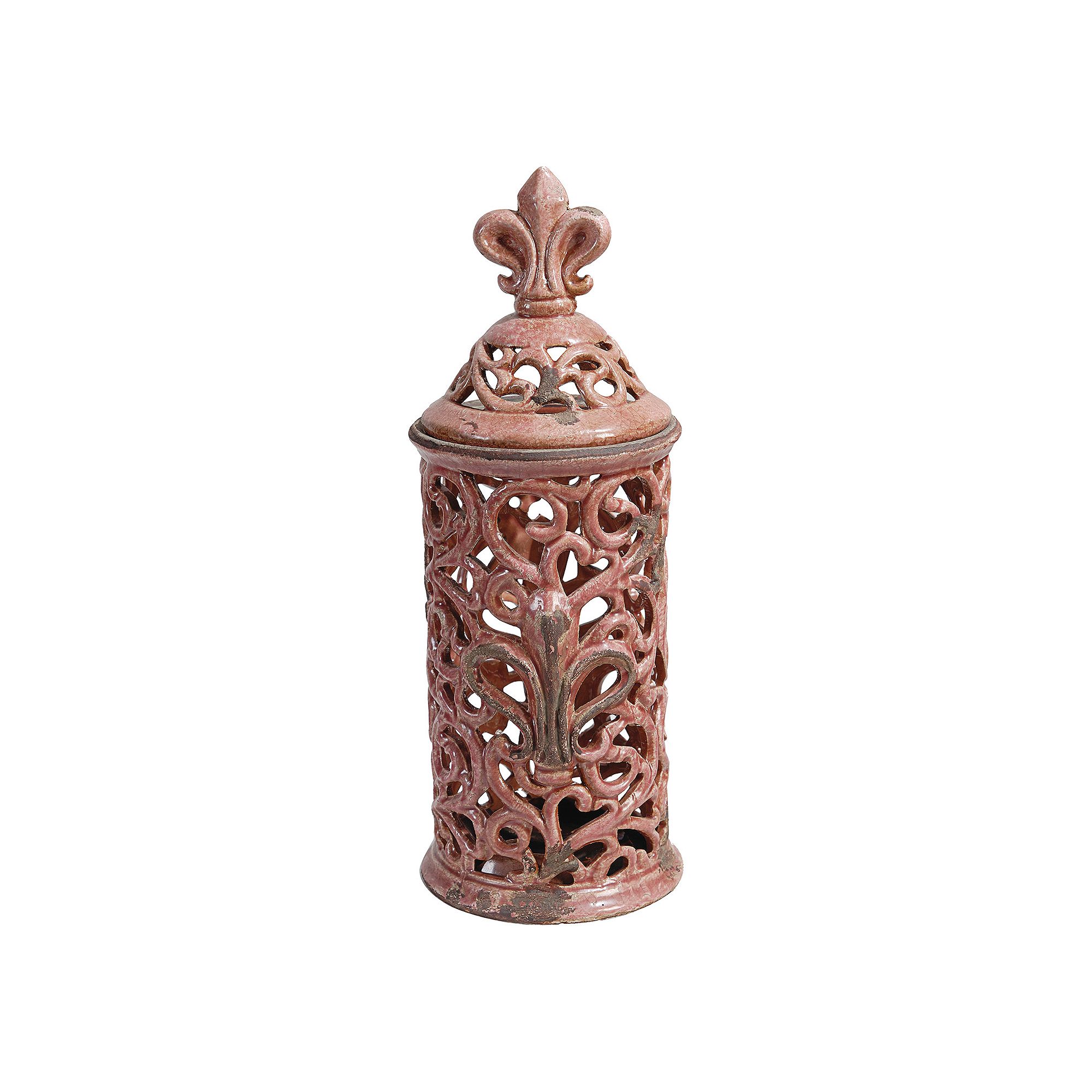 Fleur-De-Lis Decorative Jar, Purple