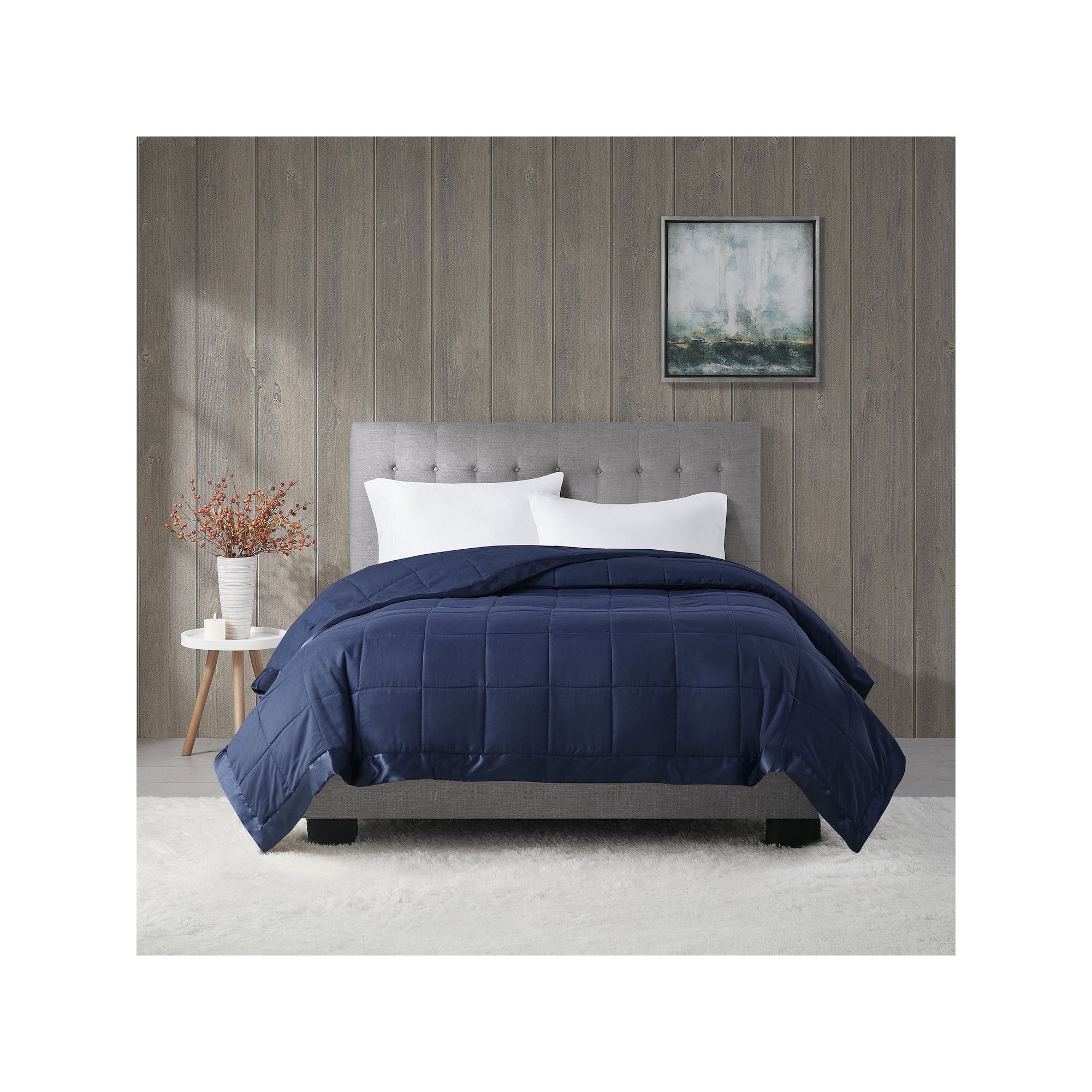 Madison Park Windom Lightweight Down Alternative Blanket with Satin Trim, B