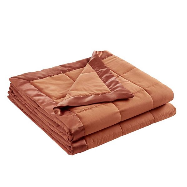 Madison Park Windom Lightweight Down Alternative Blanket with Satin Trim - Orange (KING)