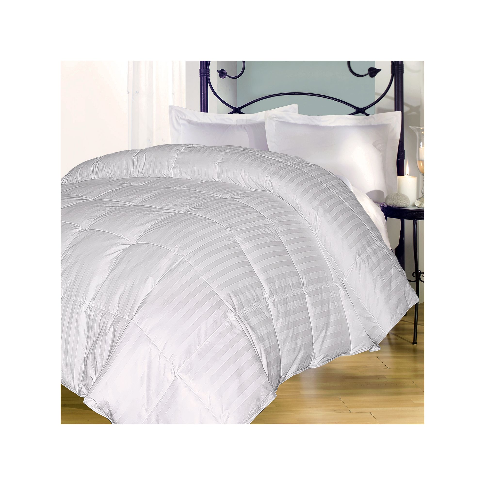 Royal Majesty Damask Stripe 350-Thread Count Down-Alternative Comforter, Wh
