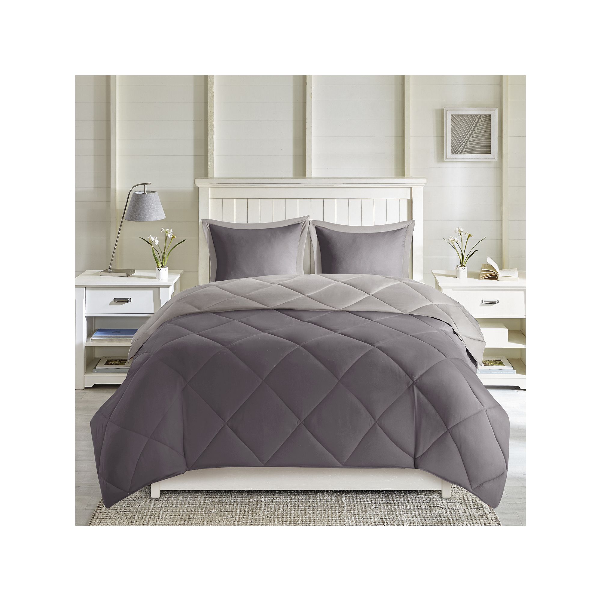 Madison Park Essentials 3M Down-Alternative Reversible Comforter Set, Grey 