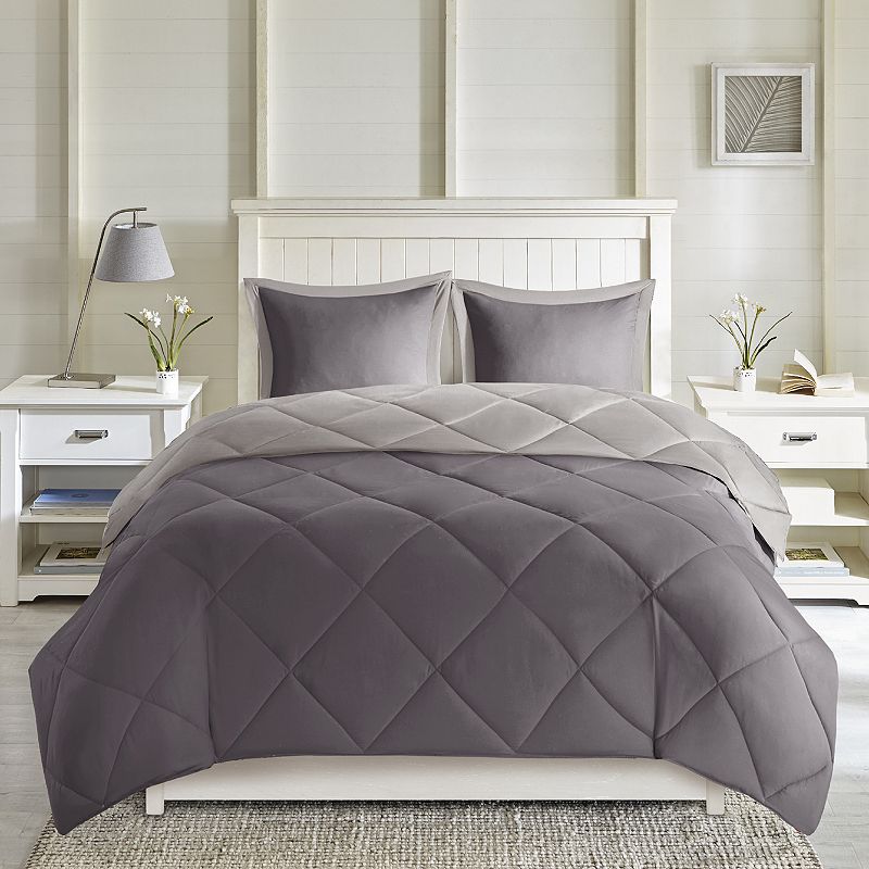 Madison Park Essentials 3M Down-Alternative Reversible Comforter Set, Grey,
