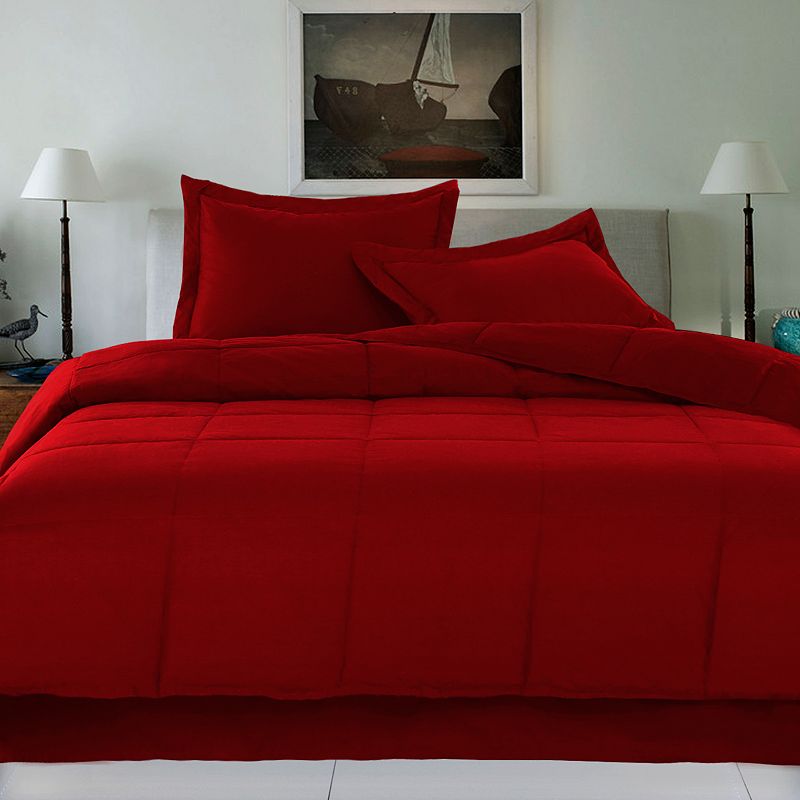 Cottonpure Cotton Filled Hypoallergenic Comforter, Red, Twin