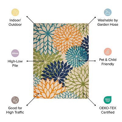 Nourison Aloha Dahlia Tropical Outdoor Rug