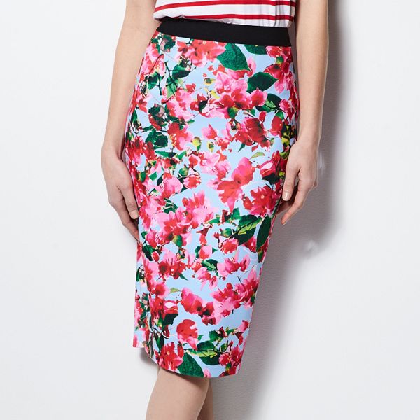 MILLY for DesigNation Floral Midi Scuba Skirt - Women's